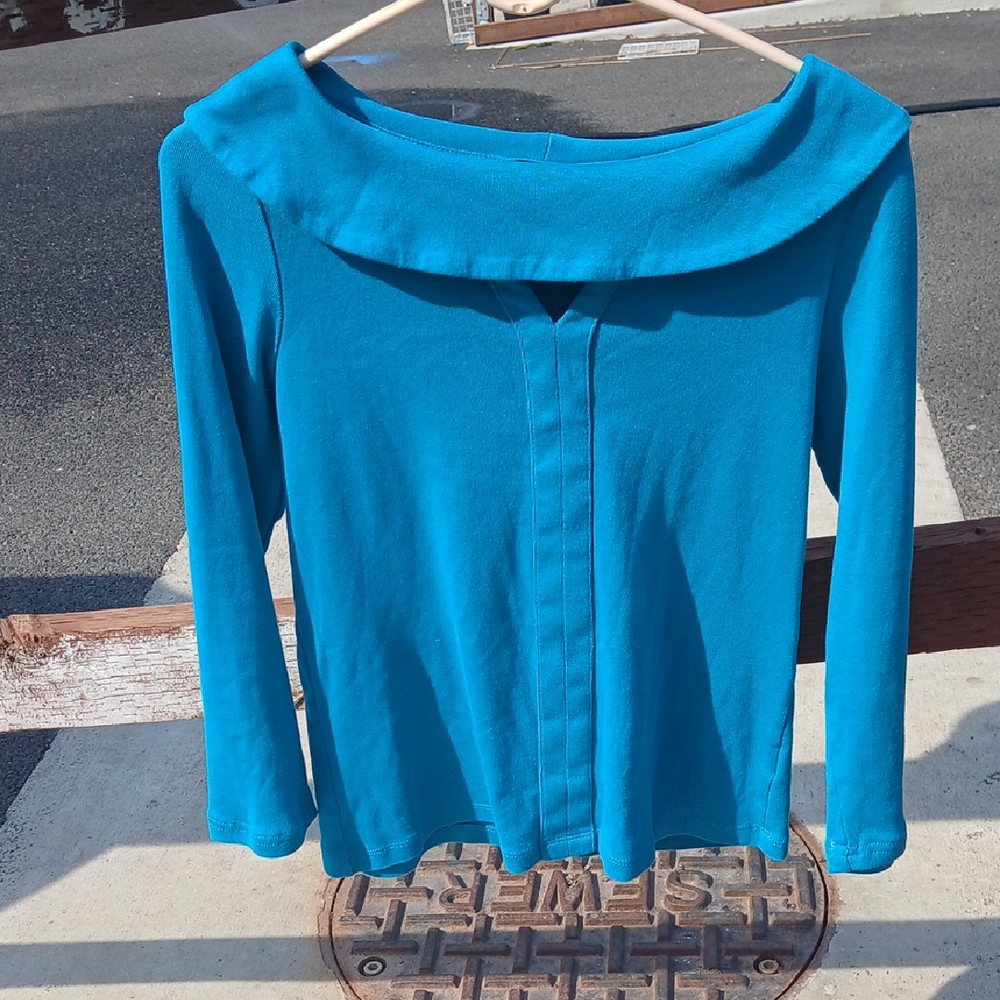 Rafaella Teal Long Sleeve Blouse